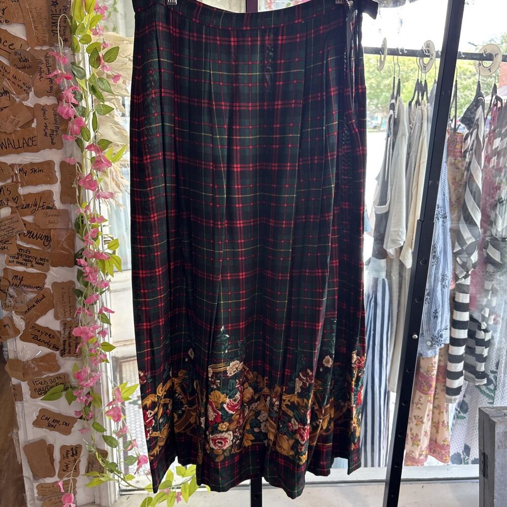 Vintage Pendleton Pleated Maxi Skirt (festive Tartan Plaid Pattern) Size 14